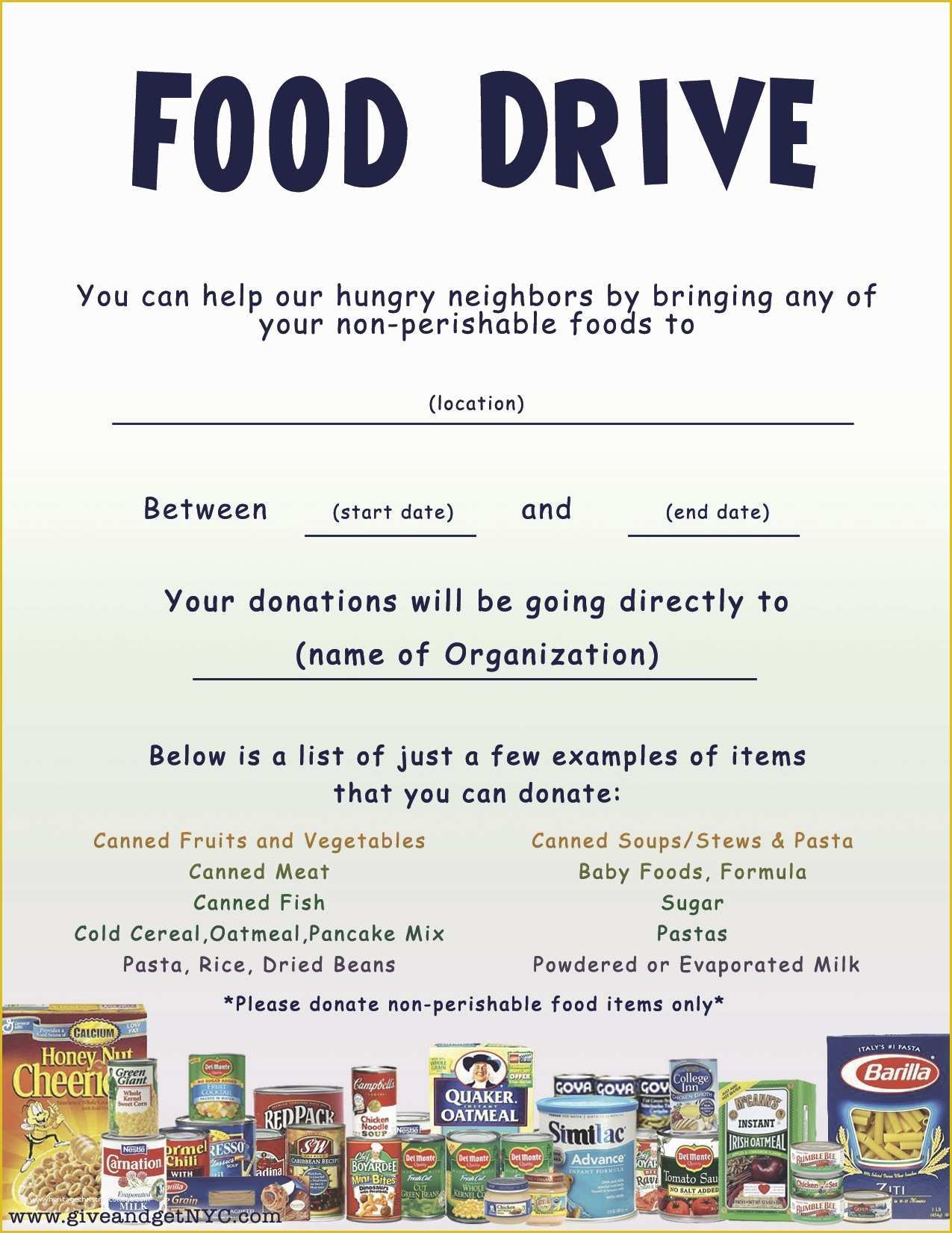 Free Can Food Drive Flyer Template Of Flyers
