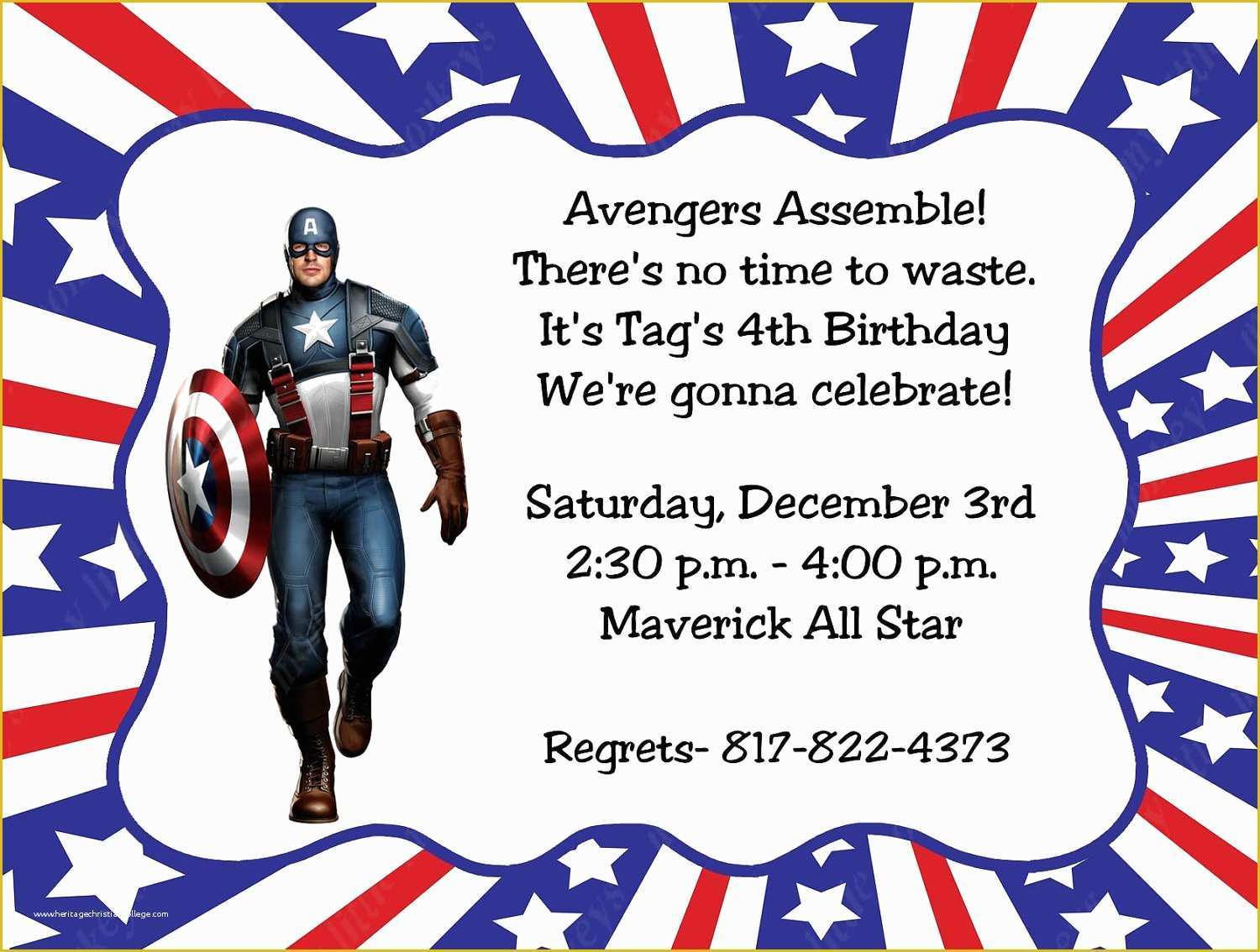 Free Captain America Invitation Templates Of 10 Captain America Invitations with Envelopes Free Return