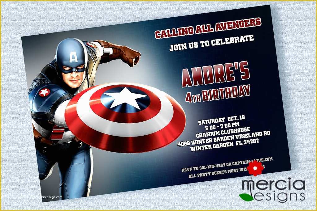 Free Captain America Invitation Templates Of Captain America Birthday Invitations Mercia Designs