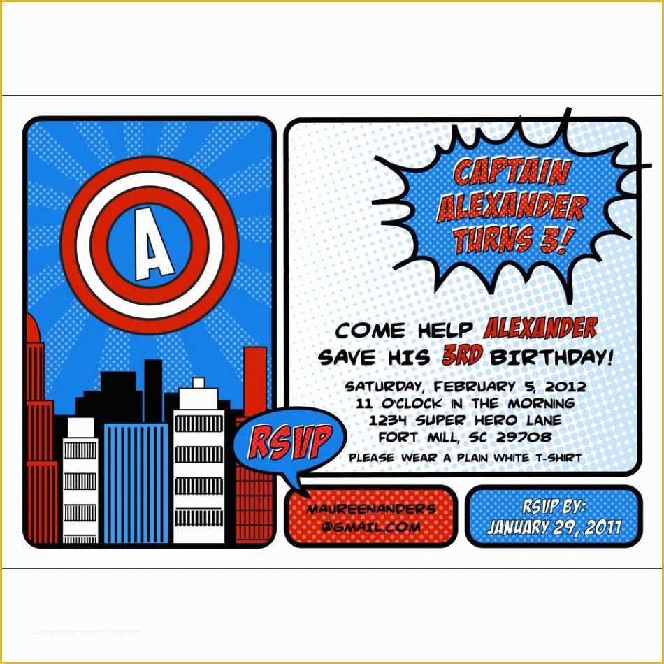 Free Captain America Invitation Templates Of Captain America Birthday Invitations