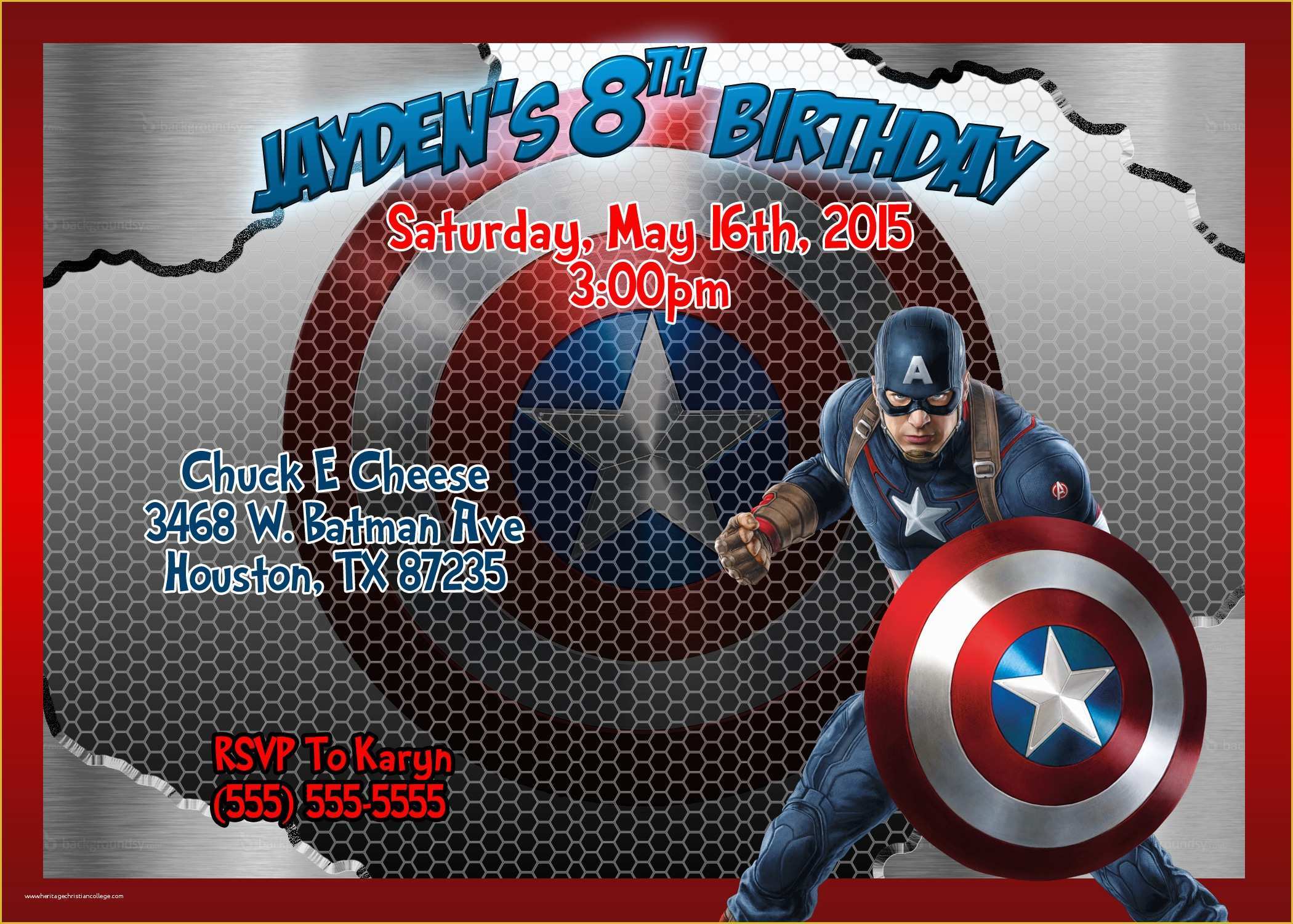 Free Captain America Invitation Templates Of Captain America Birthday Invitations