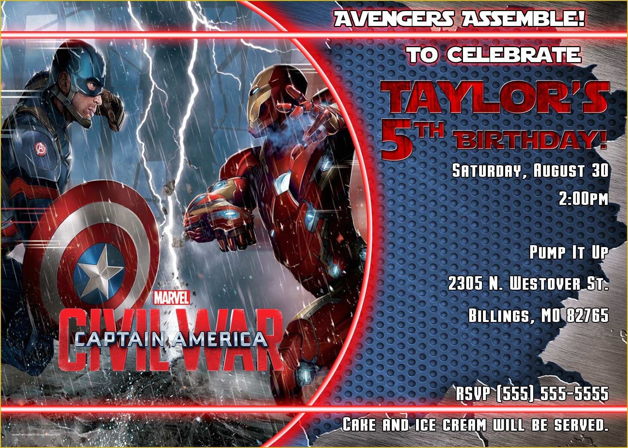 Free Captain America Invitation Templates Of Captain America Birthday Invitations