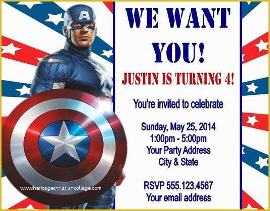 Free Captain America Invitation Templates Of Captain America Birthday Party Invitation Ideas – Free
