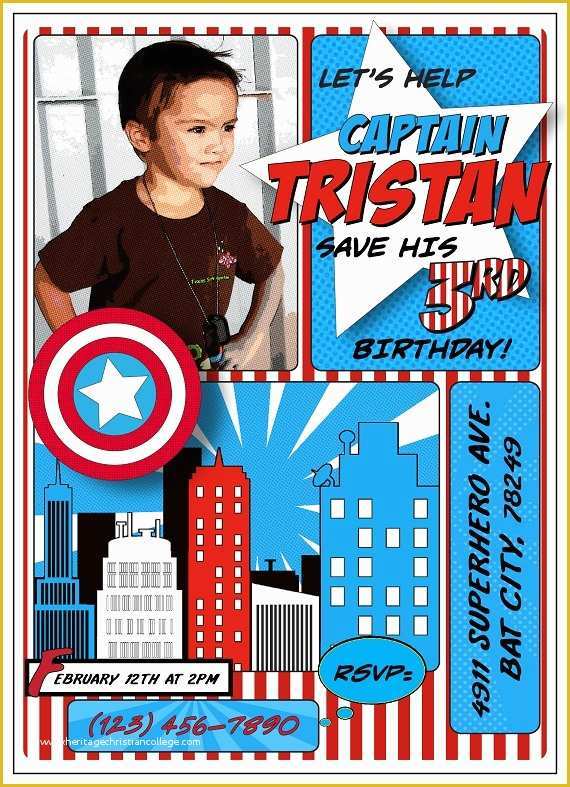 Free Captain America Invitation Templates Of Captain America Birthday Party Invitation Ideas – Free