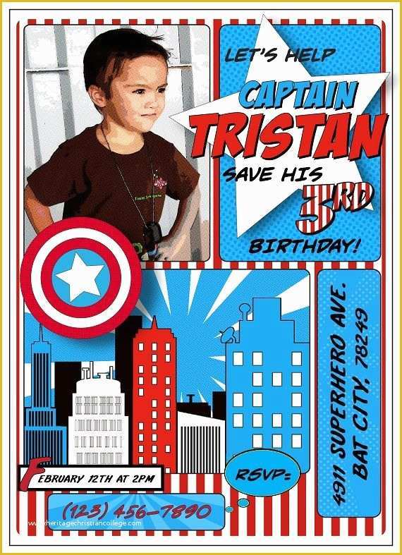 Free Captain America Invitation Templates Of Captain America Inspired Birthday Party Invitation Ideas