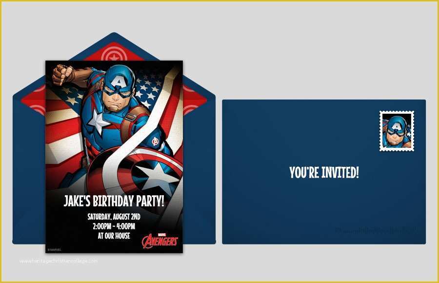 Free Captain America Invitation Templates Of Free Marvel Line Invitations Punchbowl