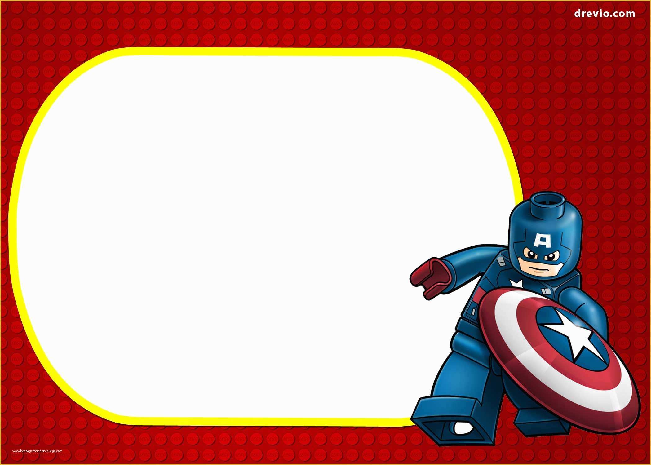 Free Captain America Invitation Templates Of Free Printable Marvel S Lego Invitation