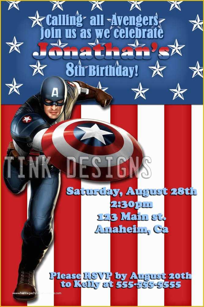 Free Captain America Invitation Templates Of Invitations Captain America Birthday Party Avengers