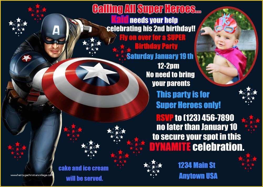 Free Captain America Invitation Templates Of Superhero Birthday Invitation Captain America Birthday