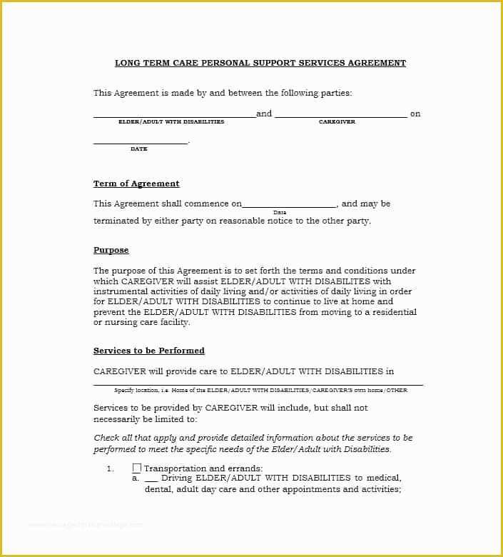 Free Caregiver Contract Template Of 50 Professional Service Agreement Templates & Contracts