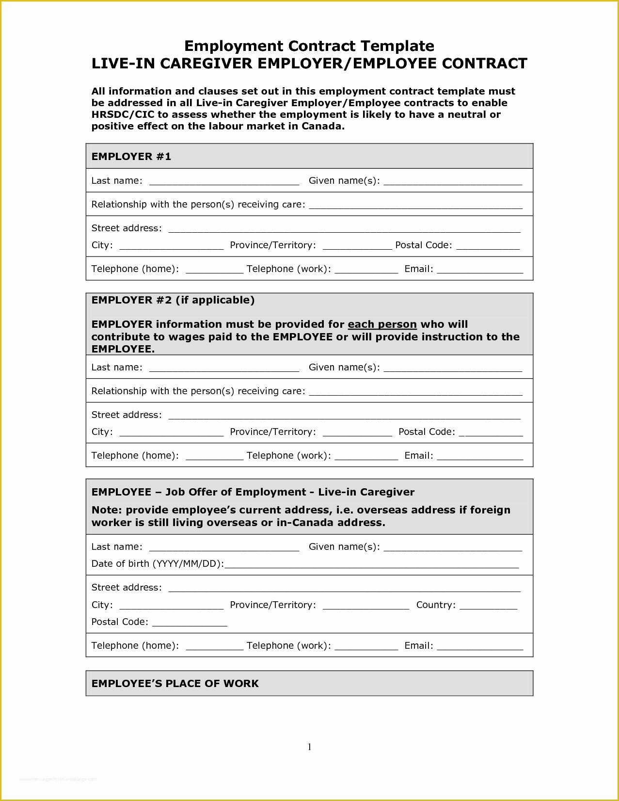 Free Caregiver Contract Template Of 8 Employee Contract Template