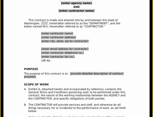 Free Caregiver Contract Template Of Blank Contract Example Mughals