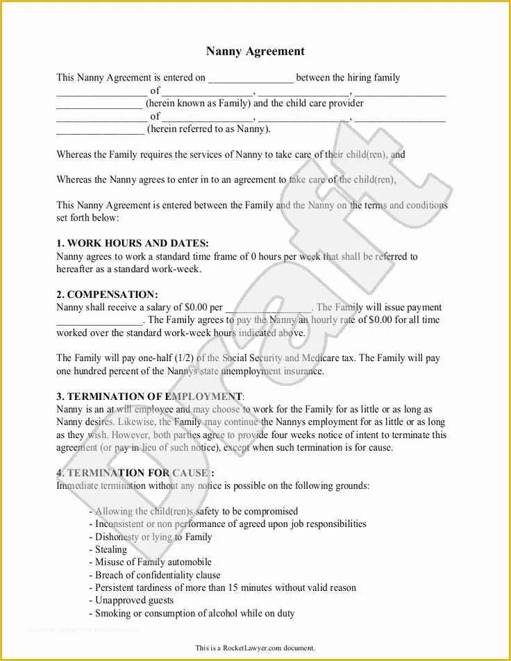 Free Caregiver Contract Template Of Nanny Contract Rocket Lawyer Interview