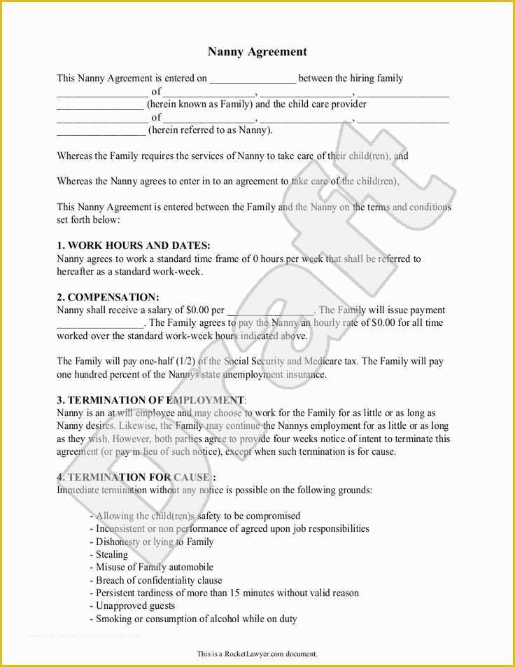 Free Caregiver Contract Template Of Nanny Contract Rocket Lawyer Interview