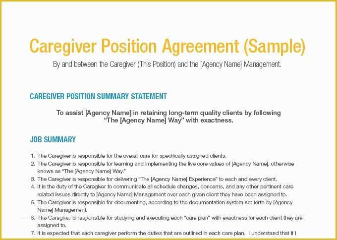 Free Caregiver Contract Template Of Sample Caregiver Position Agreement
