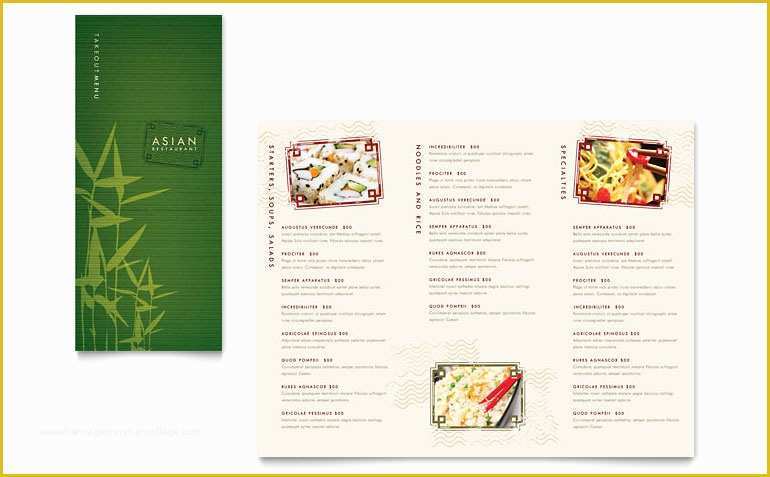 Free Catering Menu Templates for Microsoft Word Of asian Restaurant Take Out Brochure Template Word & Publisher