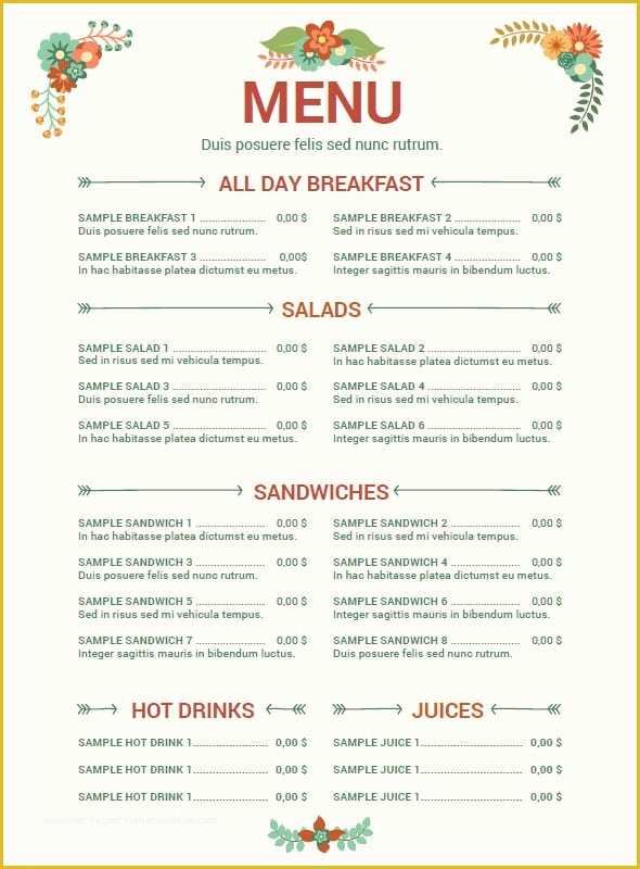 Free Catering Menu Templates for Microsoft Word Of Free Restaurant Menu Templates for Word