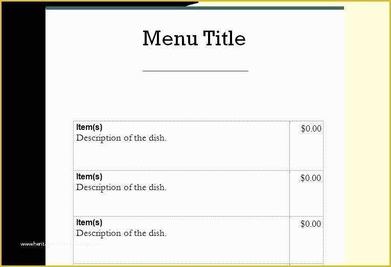 Free Catering Menu Templates for Microsoft Word Of Menu Template Word