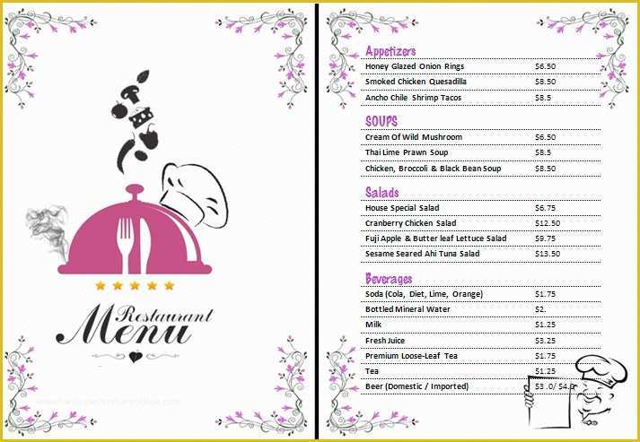 Free Catering Menu Templates for Microsoft Word Of Restaurant Menu Template Microsoft Word