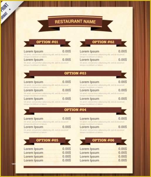 Free Catering Menu Templates for Microsoft Word Of Restaurant Menu Template