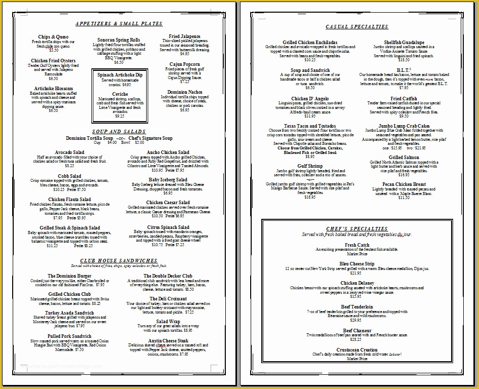 Free Catering Menu Templates Of Free Printable Template Restaurant 