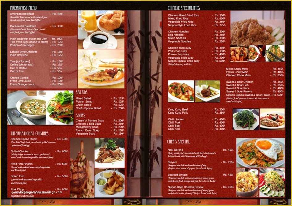 Free Catering Menu Templates Of Free Restaurant Menu Templates