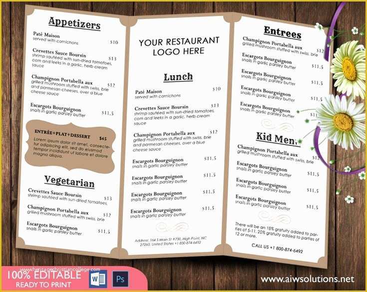 Free Catering Menu Templates Of French Menutemplates Printable Restaurant Menu Template