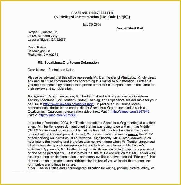 Free Cease and Desist Letter Template for Slander Of Cease and Desist Letter Template 16 Free Sample Example