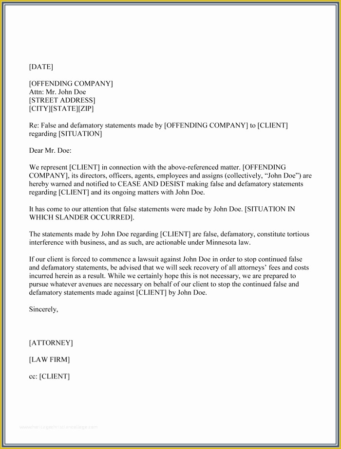 Free Cease and Desist Letter Template for Slander Of Cease and Desist Templates 6 Letters and forms for Word