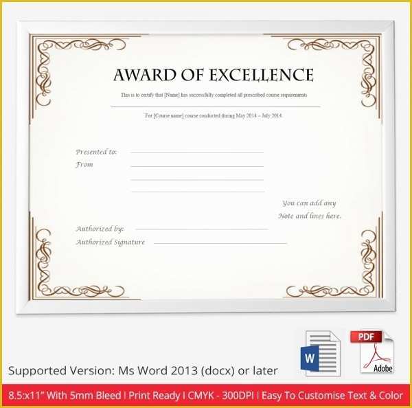 Free Certificate Of Excellence Template Of 30 Free Printable Certificate Templates to Download