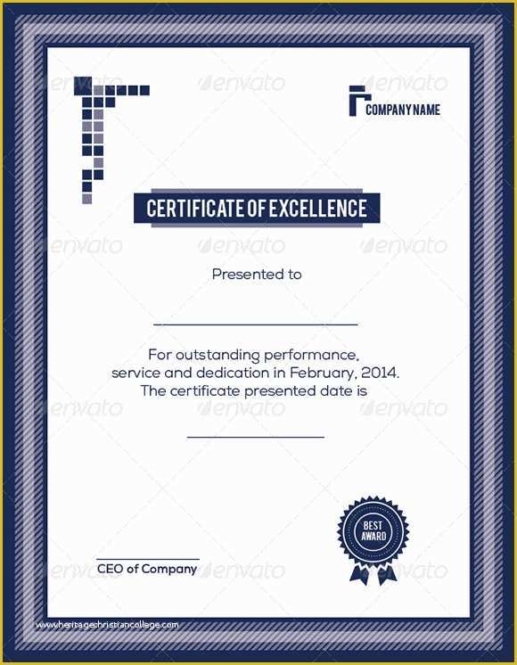 58 Free Certificate Of Excellence Template