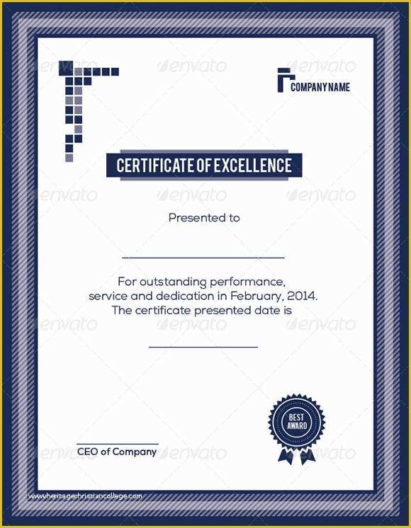 Free Certificate Of Excellence Template Of 9 Certificate Of Excellence Templates – Samples Examples