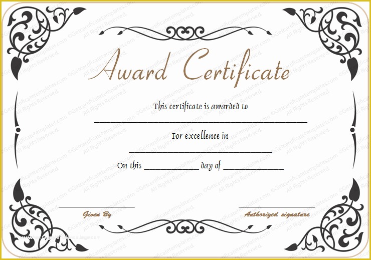 Free Certificate Of Excellence Template Of Award Of Excellence Template Get Certificate Templates