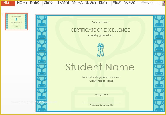 Free Certificate Of Excellence Template Of Certificate Of Excellence Template for Powerpoint