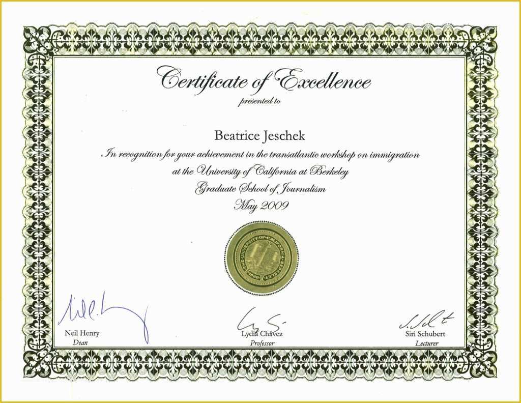 Free Certificate Of Excellence Template Of Certificate Of Excellence Template