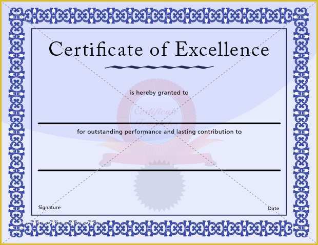 Free Certificate Of Excellence Template Of Certificate Of Excellence Template