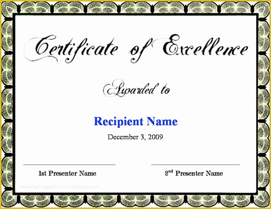 Free Certificate Of Excellence Template Of Certificate Of Excellence Template