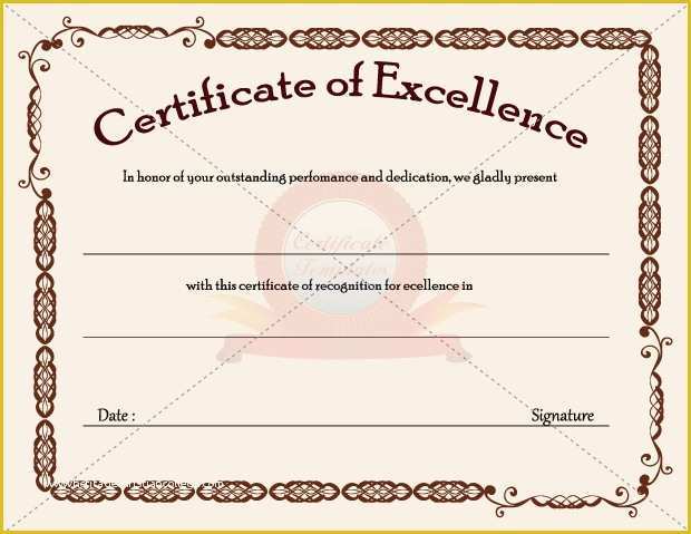 Free Certificate Of Excellence Template Of Certificate Of Excellence Templates