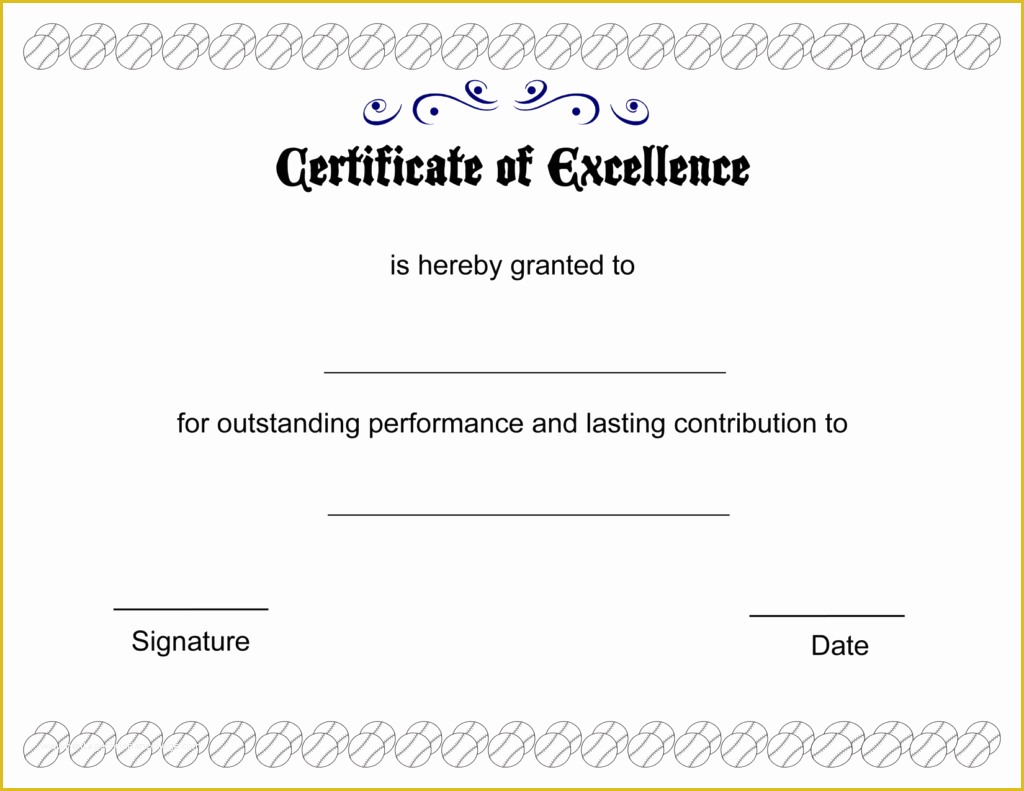Free Certificate Of Excellence Template Of Certificate Of Excellence Templates
