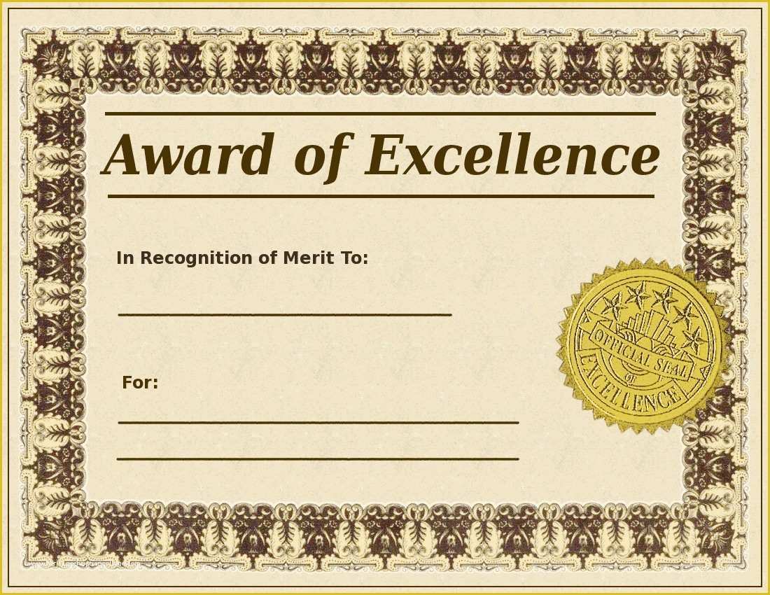 Free Certificate Of Excellence Template Of Download Award Of Excellence Template Wikidownload