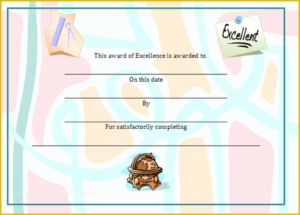 Free Certificate Of Excellence Template Of Excellence Award General Stu S