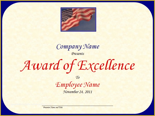 Free Certificate Of Excellence Template Of Excellence Award with Us Flag and Sky Template