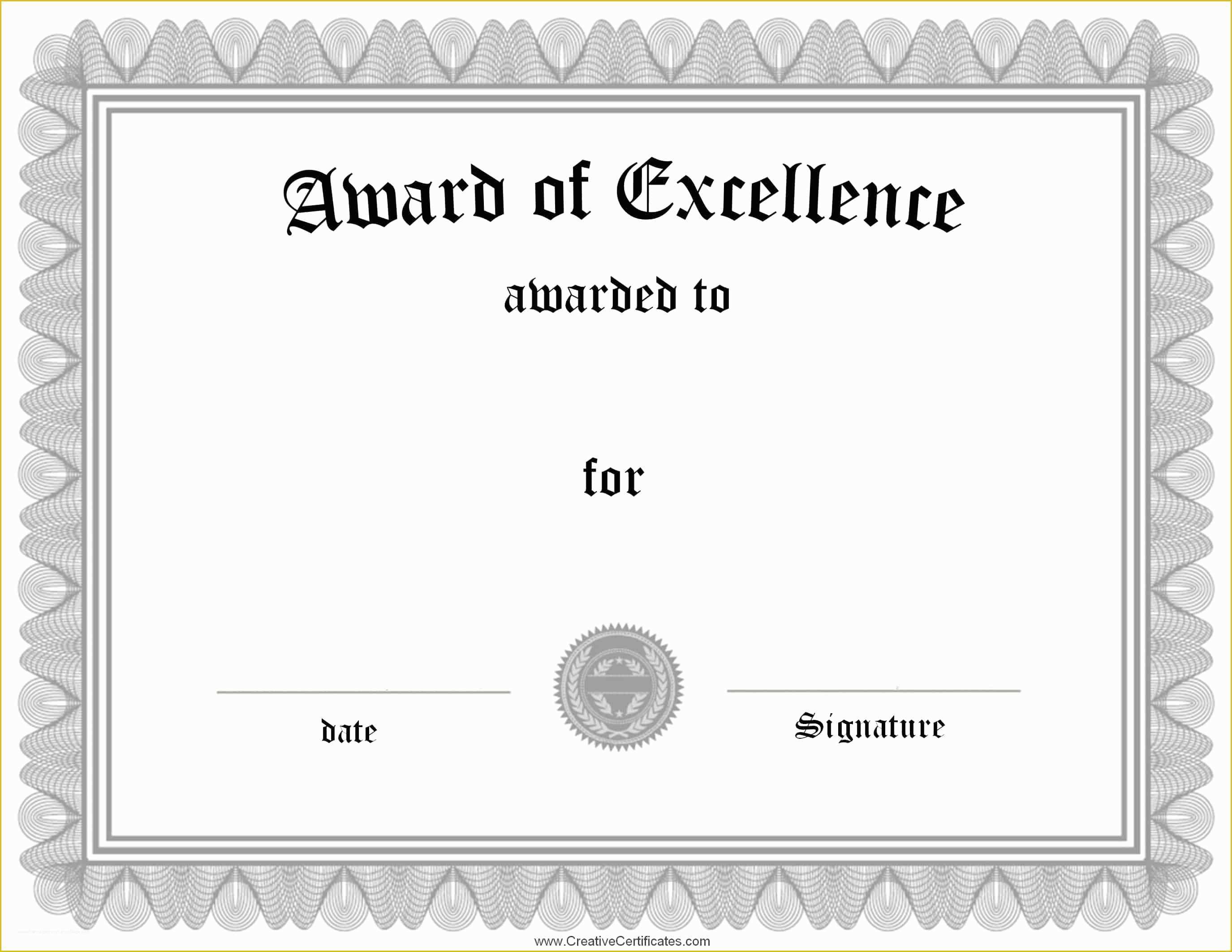 Free Certificate Of Excellence Template Of Free Customizable Certificate Of Achievement