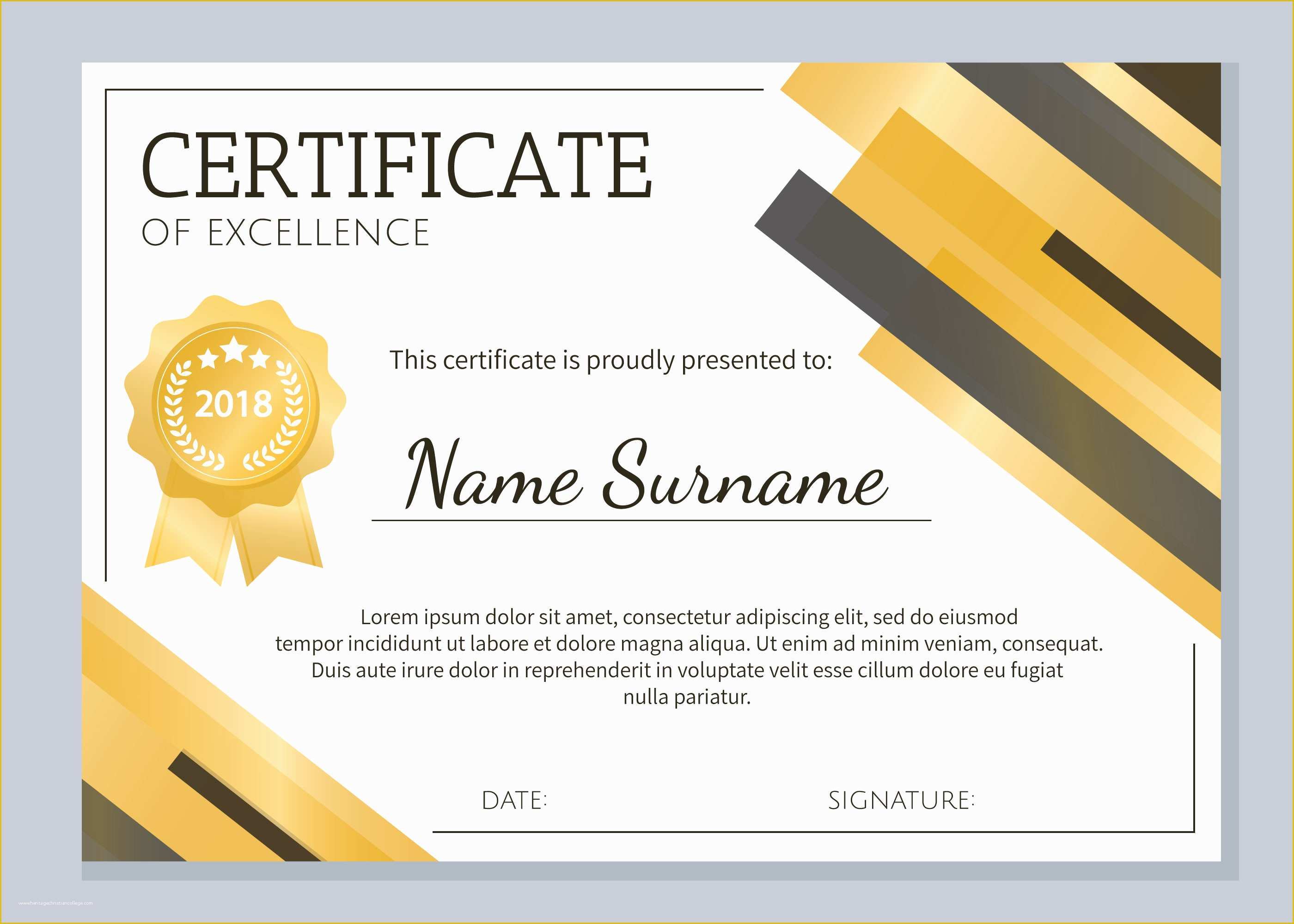 Free Certificate Of Excellence Template Of Gold Certificate Of 