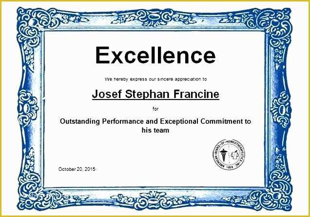 Free Certificate Of Excellence Template Of Print Out Your Certificates