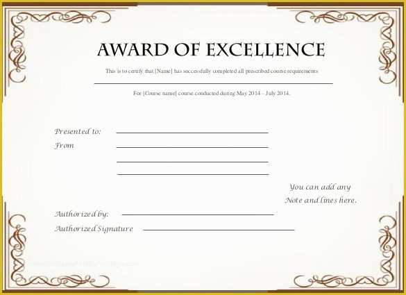 Free Certificate Of Excellence Template Of Printable Certificate Template 46 Adobe Illustrator