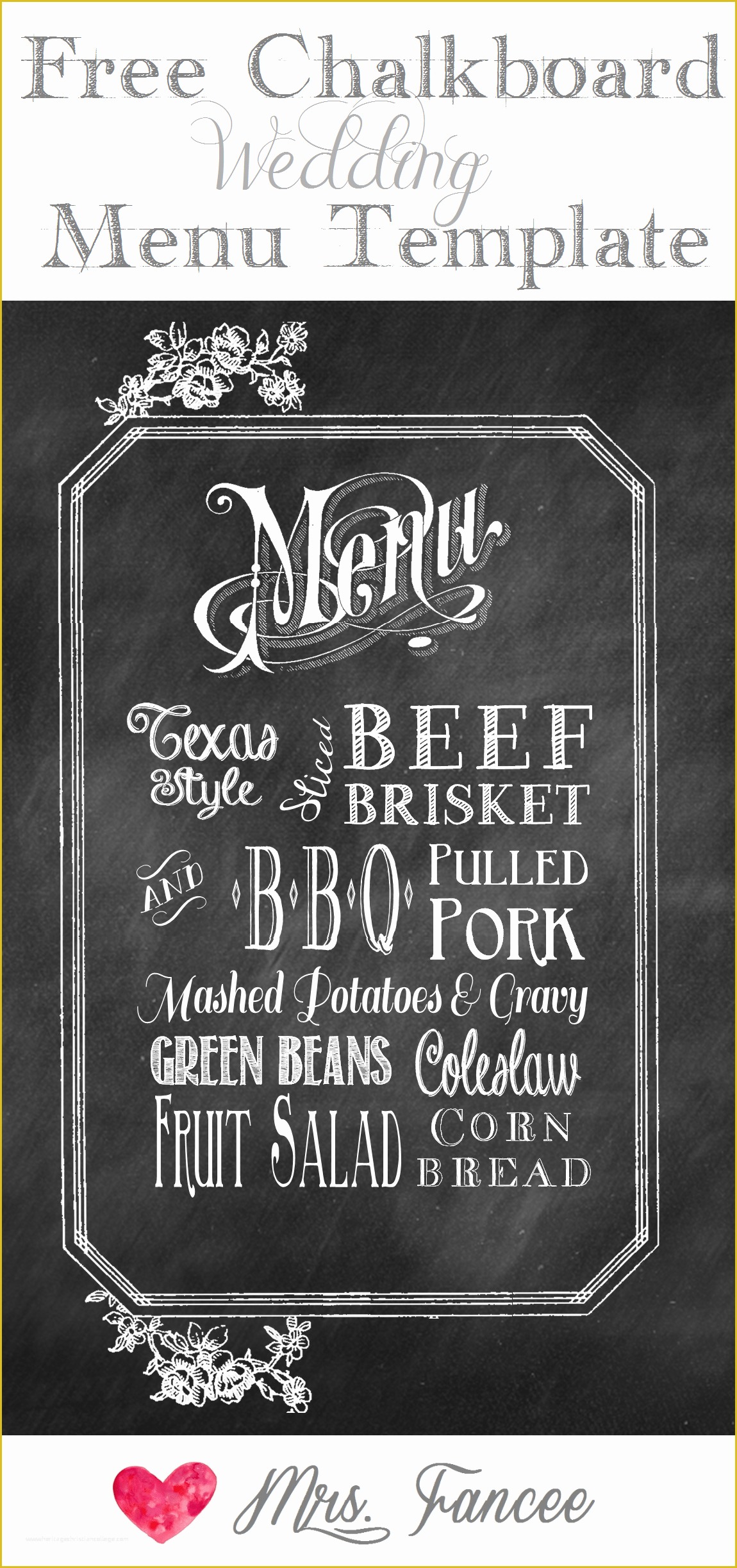 Free Chalkboard Template Of Chalkboard Wedding Menu Free Template Mrs Fancee