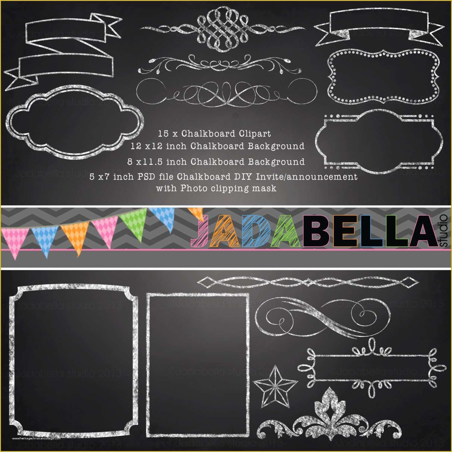 Free Chalkboard Template Of Instant Download Set Of 15 Chalkboard Clipart 1 Shop