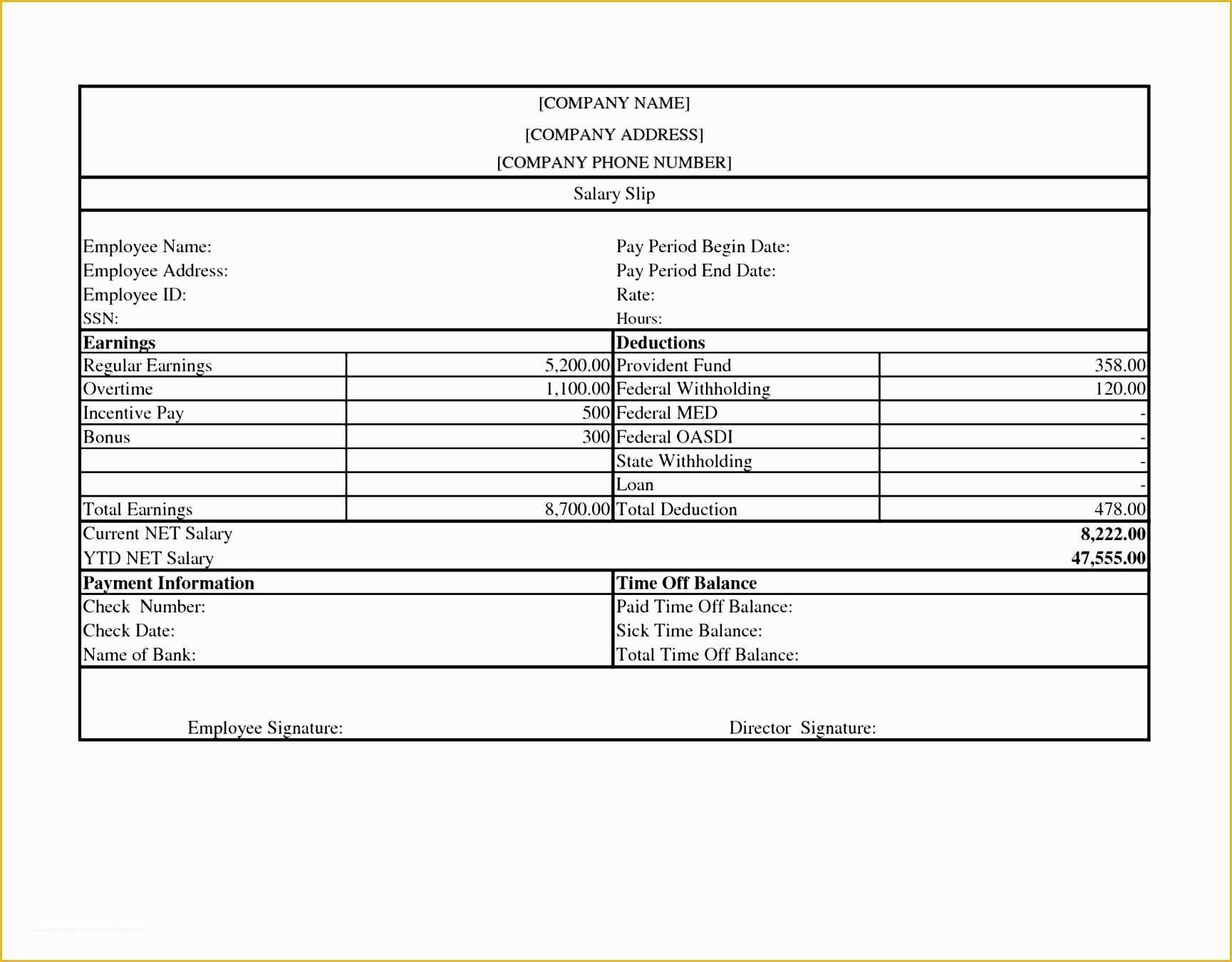 Free Check Stub Template Excel Of 10 Payroll Check Template Excel Exceltemplates