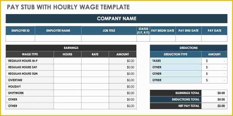 Free Check Stub Template Excel Of 6 Free Pay Stub Template Excel